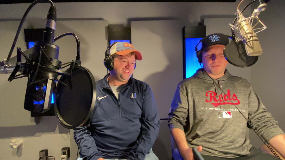 Authors Matt Jones and Chris Tomlin record their audiobook 